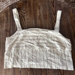 Ave les Filles Striped Cream Women's Crop Top Size Large New Without Tags